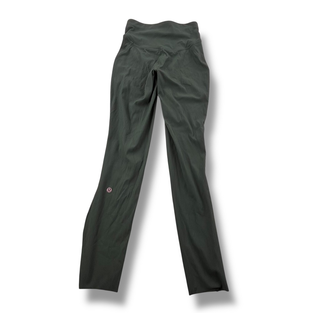 Lululemon Ribbed High Rise Leggings Dark Green Women Size 2 Yoga Pants